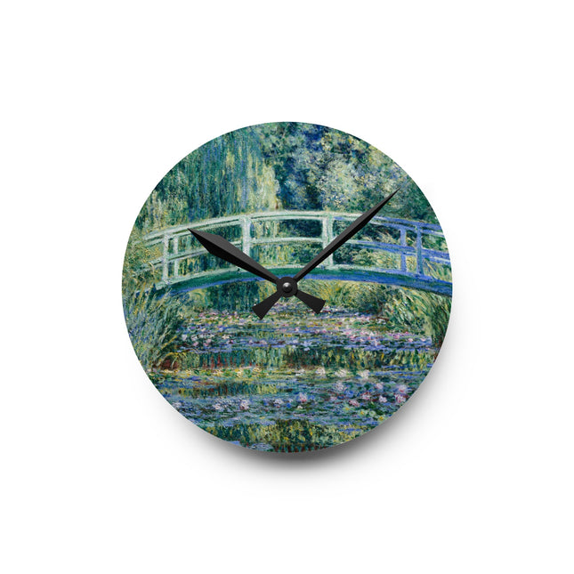 Water Lilies and Japanese Bridge by Claude Monet Acrylic Wall Clock, Round and Square