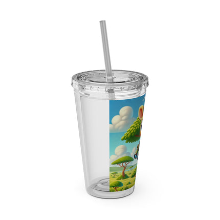 Giraffe Lookout Sunsplash Tumbler with Straw, 16oz
