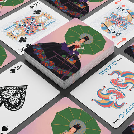 🧶☂️ The Lady Of The Parasol Knitting Playing Cards – Art Deco Whimsy