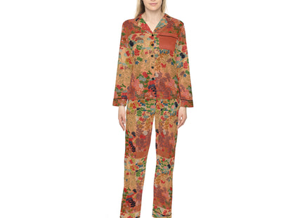 Japanese Fan Flower Pattern by G.A. Audsley Women's Satin Pajamas (AOP)