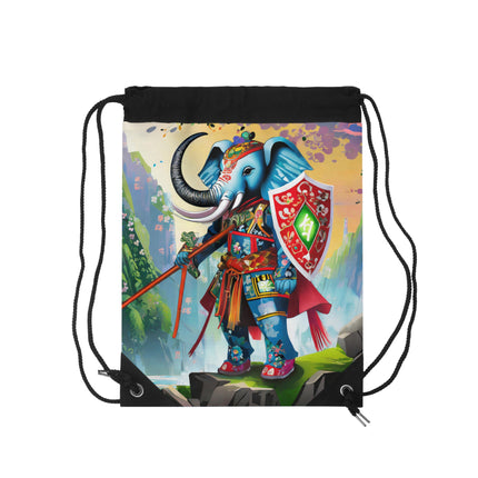 Cyberpunk Elephant Drawstring Bag