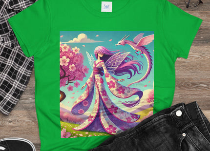 Petals in the Wind: The Kimono Fairy and the Sky Dragon Cotton Tee
