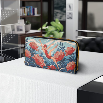 🌺💃 The Scarlet Blossom Garden Dancer Wallet – Art Deco Floral Whimsy