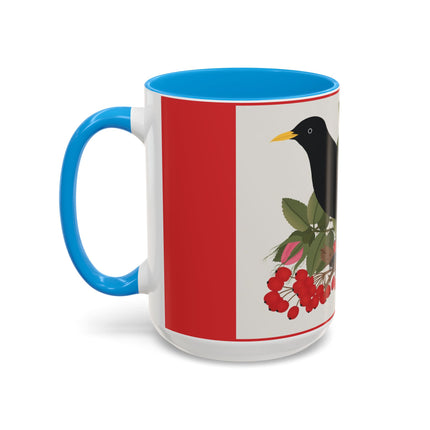 Blackbird & Rose Colorful Mugs – Timeless Elegance & Nature's Harmony