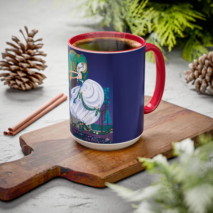 Moonlit Garden Waltz Colorful Mug (11oz, 15oz) – Rococo Romance, Garden Elegance & Enchanted Dance