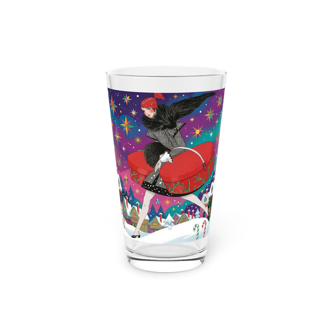 🎁✨ The Lady Of The Christmas Hatbox Pint Glass – Art Deco Holiday Fantasy
