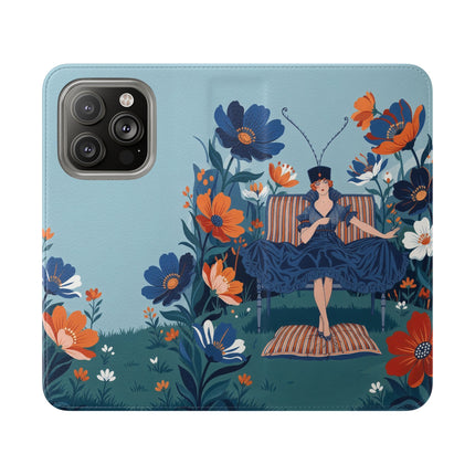 🌺🎩 The Lady Of The Grand Flower Garden Flip Case – Art Deco Floral Fantasy
