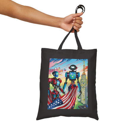 High Fashion Cyberpunk CIA Robots Cotton Canvas Tote Bag