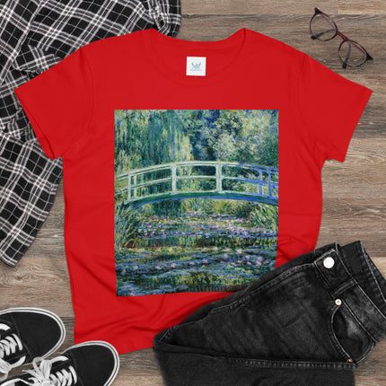 Water Lilies and Japanese Bridge by Claude Monet Women's Midweight Cotton Tee