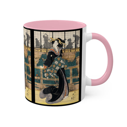 Japanese woman woodcut print by Kikukawa Eizan Colorful Mugs, 11oz