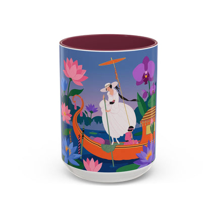 The Lady Of The Lotus Voyage Colorful Mugs – Art Deco Botanical Elegance