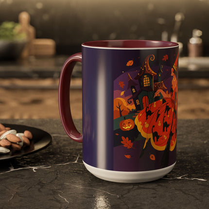 🐈‍⬛🎃 The Black Cat Witch Of Pumpkin Manor Colorful Mug – Whimsical Halloween Charm