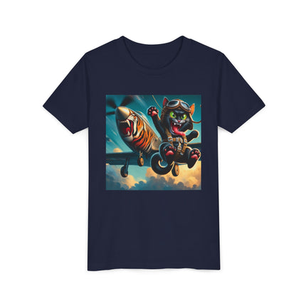 Parachuting Cat Commando Youth Short Sleeve Tee