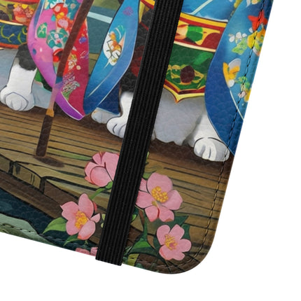 🌸🐱 Kimono Kitties Flip Case – Whimsical Elegance & Storybook Charm