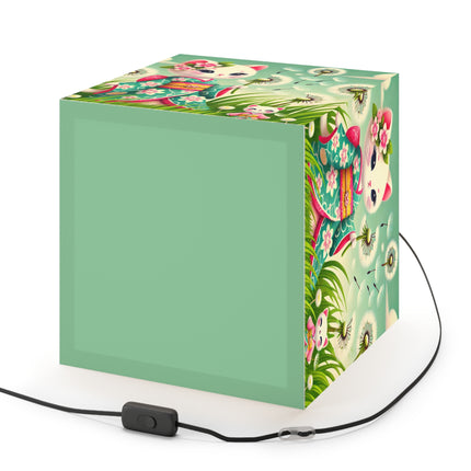 🌾🌼 Geisha Kitten and the Dandelion Wish Light Cube Lamp – Gentle Wishes & Quiet Wonder