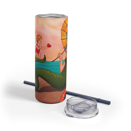 Mermaid with Parasol and Cupid by George Barbier Skinny Matte Tumbler, 20oz