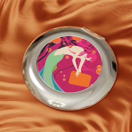 Mermaid Dive Compact Mirror – Vibrant Waves & Playful Charm