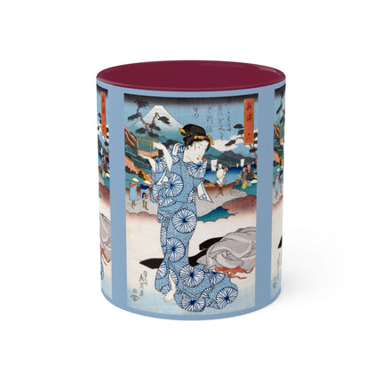 Japanese woman woodblock print by Keisai Eisen Colorful Mugs, 11oz