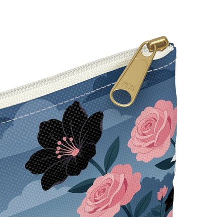 🌹🎭 The Rose Masquerade Promenade Accessory Pouch – Art Deco Floral Elegance