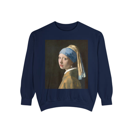 Girl with a Pearl Earring by Johannes Vermeer Unisex Garment-Dyed Sweatshirt