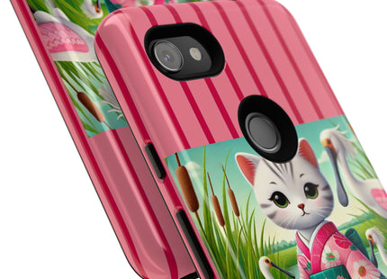 Geisha Kitten Strolls Among the Spoonbills Phone Cases