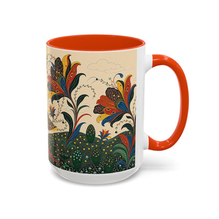🌺🦋 The Enchanted Floral Voyage Colorful Mug – Art Deco Botanical Whimsy
