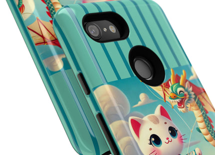 Geisha Kitten and the Dragon Kite Phone Cases