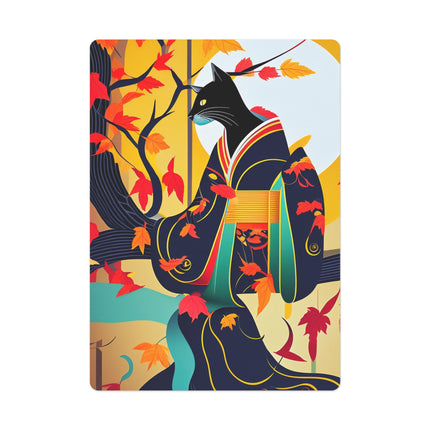 Black Cat in Kimono Playing Cards