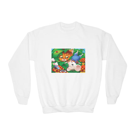 Whimsical Adventure Youth Crewneck Sweatshirt – Playful Journey & Storybook Fun