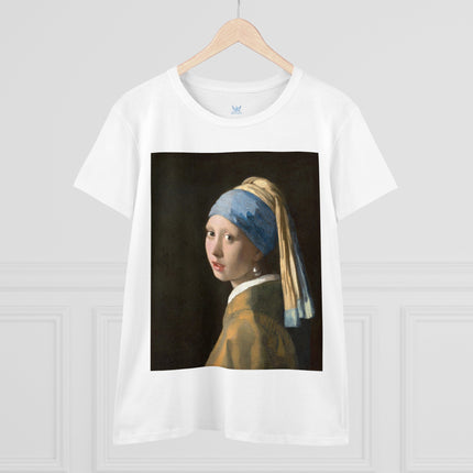 Girl with a Pearl Earring by Johannes Vermeer Women's Midweight Cotton Tee