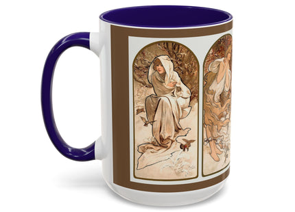 The Seasons by Alphonse Maria Mucha Colorful Mugs (11oz, 15oz)