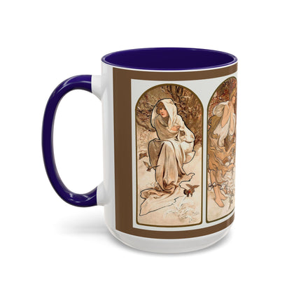 The Seasons by Alphonse Maria Mucha Colorful Mugs (11oz, 15oz)