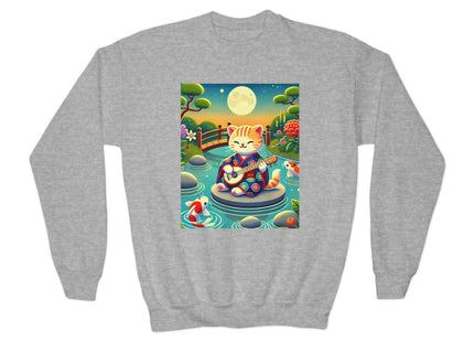 Melodic Kitten by the Koi Pond Youth Crewneck Sweatshirt
