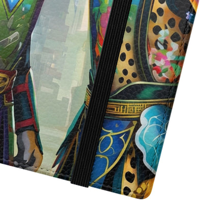 🐆🦜 Cybernetic Duets Flip Case – Neon Elegance & Digital Harmony