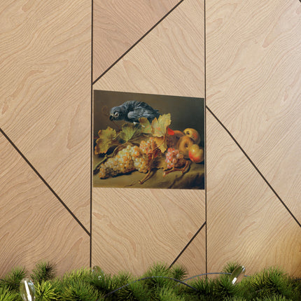 Still Life with Parrot and Grapes by Erasmus Von Engert Matte Horizontal Posters