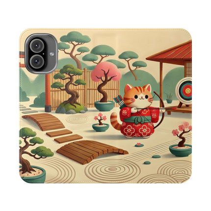 🏹🌸 Archer Kitten in the Zen Garden Flip Case – Focus, Whimsy & Zen Balance