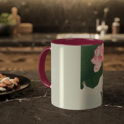 Blooming Lotus Flowers by Ohara Koson Colorful Mugs, 11oz