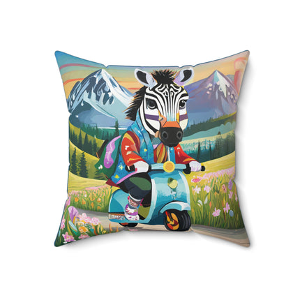 Stripes on Wheels Spun Polyester Square Pillow
