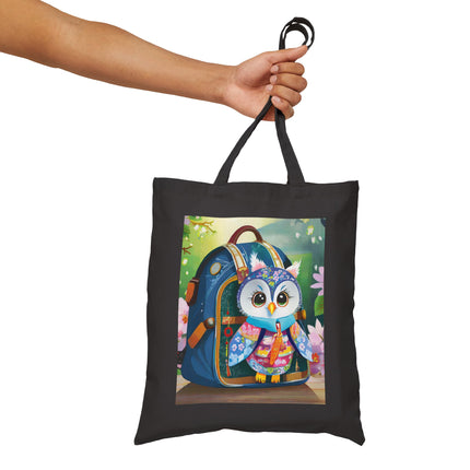 Baby Owl Cotton Canvas Tote Bag