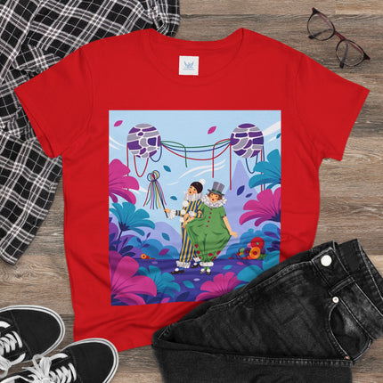 🎭🌸 The Garden Masquerade Cotton Tee – Art Deco Floral Whimsy