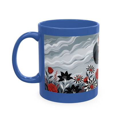 ☂️🌹 The Lady In The Windy Rose Garden Ceramic Mug – Art Deco Fashion Whimsy