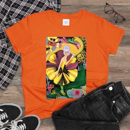 Women's Enchanted Pansy Print Midweight Cotton Tee