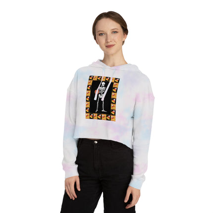 Candy Corn Skeleton Women’s Cropped Hooded Sweatshirt
