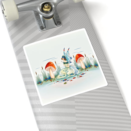 🧚🍄 The Fairy Of The Scarlet Mushrooms Kiss-Cut Stickers – Art Deco Woodland Fantasy