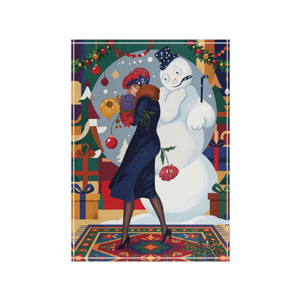☃️🎄 The Snowman's Christmas Companion Acrylic Art Block – Art Deco Holiday Fantasy