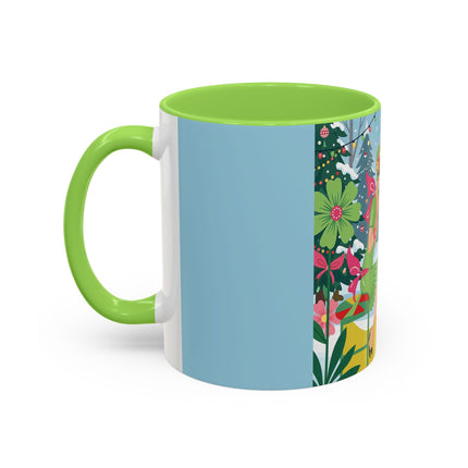 ☕🎄 Christmas Tea In The Snow Garden Colorful Mug – Art Deco Holiday Friendship