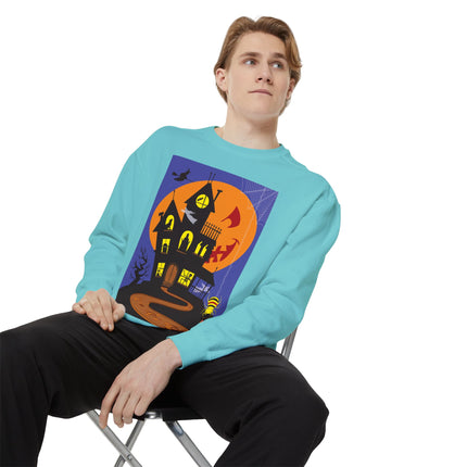 Halloween Night at the Haunted House Unisex Garment-Dyed Sweatshirt