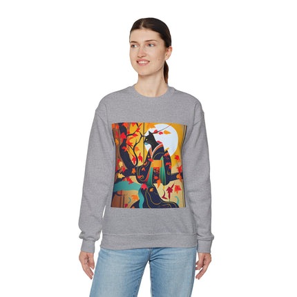 Black Cat in Kimono Unisex Heavy Blend™ Crewneck Sweatshirt