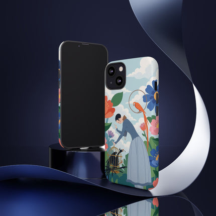 🦜🌺 The Lady Of The Garden Aviary Phone Case – Art Deco Floral Whimsy