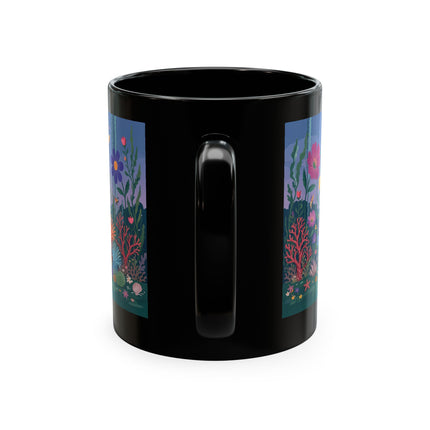 🐠🌸 The Lady Of The Underwater Flower Garden Ceramic Mug – Art Deco Aquatic Whimsy
